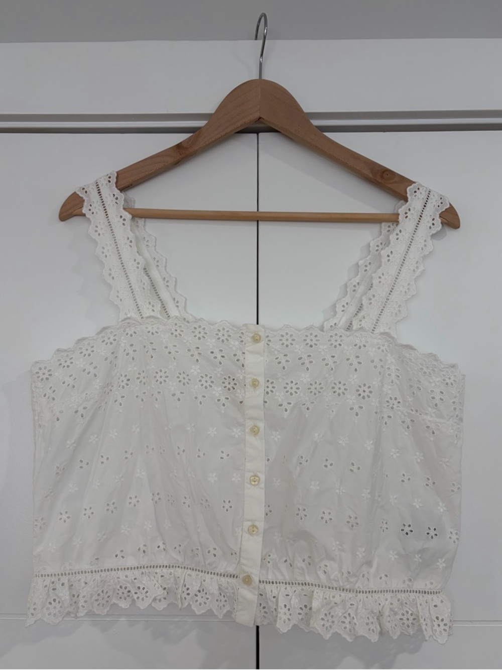 GAP x Doen White Eyelet Square-Neck Tank Top